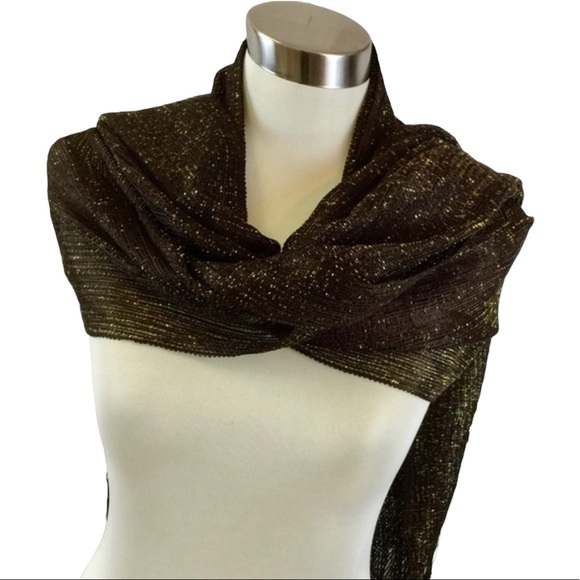 Passion of Essense Accessories - Glam Metallic Bronze Shawl Wrap – 22” x 84” Lightweight Evening Scarf